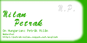 milan petrak business card