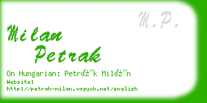 milan petrak business card